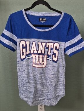 NFL Team Apparel Royal Blue Tee with Heather Gray Collar - NY Giants